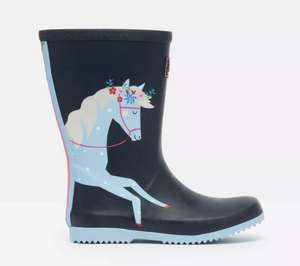 Joules Girls Roll Up Flexible Printed Wellies - Navy Horses £7.95 free delivery @ Joulesoutlet eBay