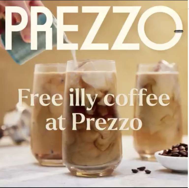 Free Illy Hot or Iced Coffee voucher via signup @ Prezzo