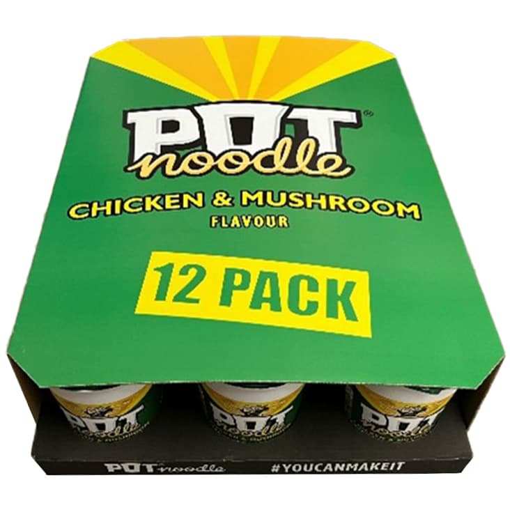 Pot Noodle Chicken and Mushroom (works out as 58p per pot) x 12 instore - In Store Porthmadog