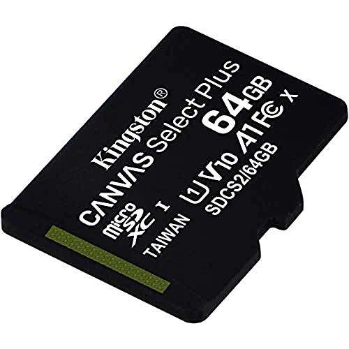 64GB - Kingston Canvas Select Plus microSD Card 100MB/s A1 U1 SDCS2/64 GB SP Class 10 - £3.69 /£3.99 with Adaptor @ Amazon