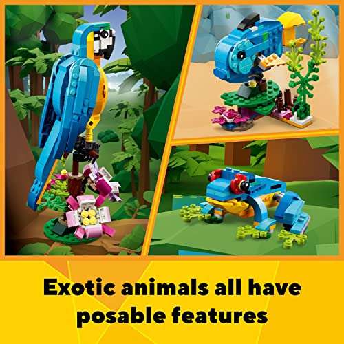 LEGO 31136 Creator 3 in 1 Exotic Parrot Exotic Parrot to Frog to Fish Animal Figures - £15.99 @ Amazon