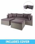 Grey / Cream Rattan Corner Sofa & Cover + 3 Year Warranty + free delivery with code (UK mainland) @ Aldi