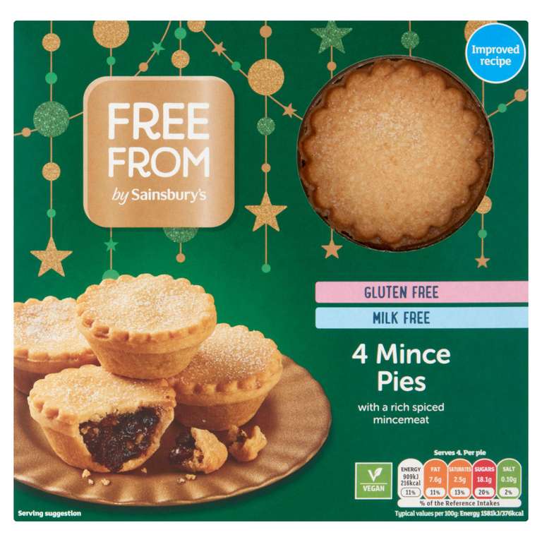 Sainsbury's Free from mince pies 4pk at Llandudno