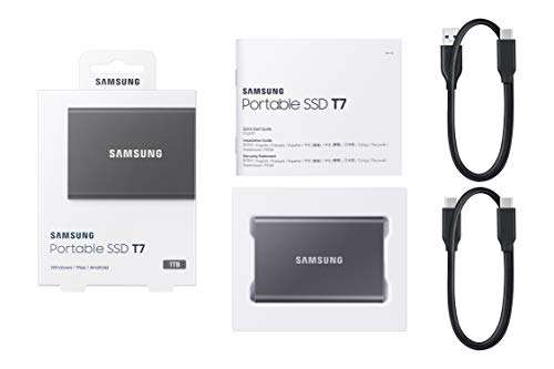 Samsung T7 Portable SSD - 1 TB - USB 3.2 Gen.2 External SSD Titanium Grey (MU-PC1T0T/WW) - £76.99 @ Amazon