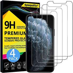 [4-Pack] Screen Protector for iPhone 11 Pro, iPhone Xs and iPhone X Smartphones - £5.09 @ 4youquality / Amazon