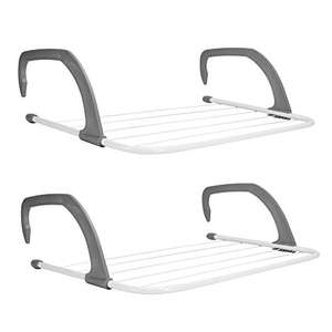 Set of 2 Radiator Clothes Airers/Compact Clothing Drying Rack | Iron White & Grey Laundry Drying Rail via Shop4World