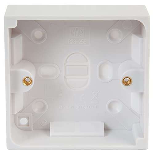 Pro Elec 1-Gang White Surface Mount Pattress Box 25 mm 46p @ Amazon