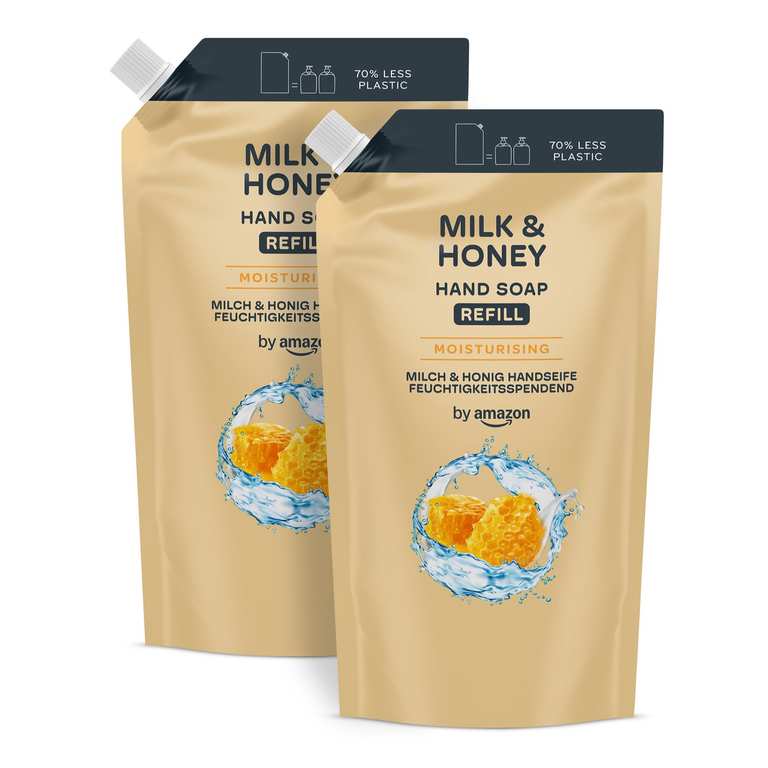 by Amazon Hand Soap Refill, 2 x 1000ml - Milk & Honey / Sensitive / Anti-Odour - £2.14 / £1.91 S&S