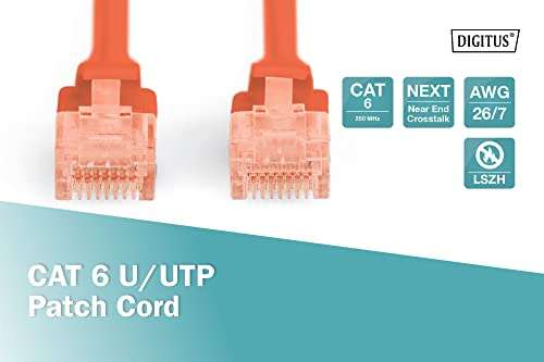 1m CAT 6 U-UTP patch cable, network LAN DSL Ethernet cable, LSZH, copper, AWG 26/7