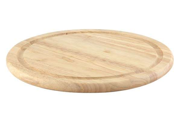 Apollo Rubberwood Round Bread Board, Wood, Brown, 25.2 x 12.9 x 0.5 cm