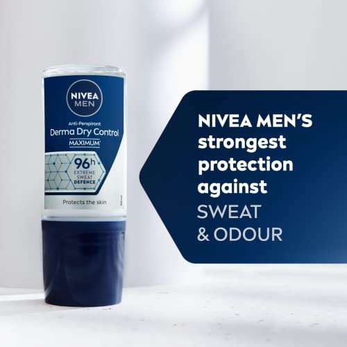 Nivea Men Derma Dry Control Antiperspirant 96h Deodorant Roll-On (50ml) - £1.50 @ Amazon