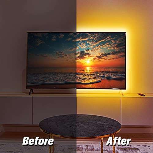 Phopollo TV Led Lights, 5M USB for 75"-85" TV with App Control, Music Sync £9.99 with voucher Sold by Phopollo Dispatched by Amazon