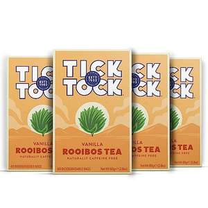 Tick Tock Vanilla Rooibos Caff Free Tea, Pack of 4x40 (160 Teabags) - £7.20 S&S (£5.76 with Possible 20% Voucher Applied)