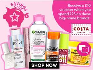 Free £10 Costa E-voucher with £25 Spend on L’Oréal Paris, Maybelline, Garnier, NYX Professional Makeup or Essie products @ Superdrug