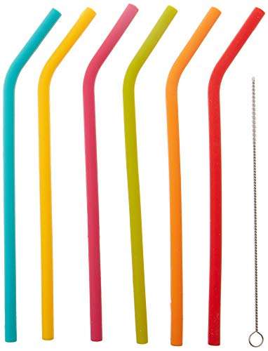 Joie Kitchen Gadgets 12711 Joie Rainbow Reusable Silicone Straws with Cleaning Brush, Set of 6, Colors May Vary £2.25 @ Amazon