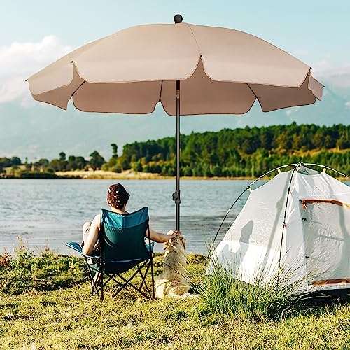 Sekey 2m Beach Umbrella, Portable Tilting Garden Parasol Umbrella - with voucher - Sold by Uking Online / FBA