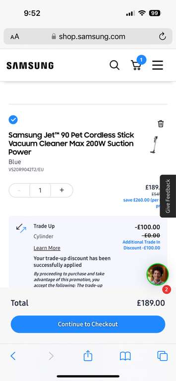 Samsung Jet 90 Pet Cordless Vacuum - £289 + £100 Off With Trade In @ Samsung
