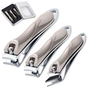 3Pcs Nail Clippers, Heavy Duty Nail Clippers Toenail Clippers with Box Stainless Steel Ultra Sharp Nail Cutter by gongshouying FBA