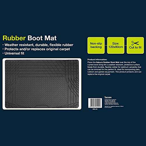 Sakura Black Rubber Boot Mat SS5125 - Protects Your Vehicle Carpet - 120 x 80 cm - Fits All Cars - Trim-To-Fit - £7.57 @ Amazon
