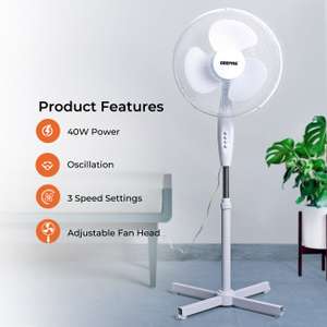 16 Inch White Oscillating Electric Pedestal Fan + Free Delivery using codes