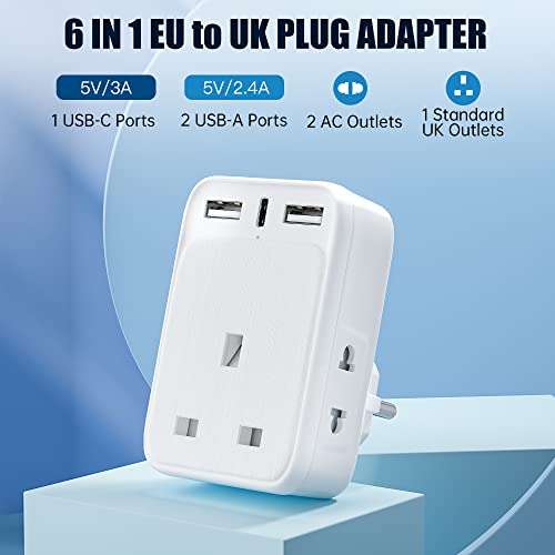 European to UK Plug Adapter - £8.96 Dispatched By Amazon, Sold By Tidydow Ltd