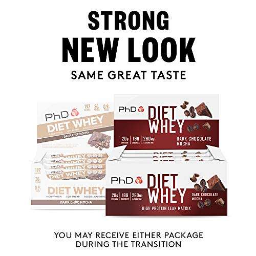 PHD Bar Diet Whey Dark Chocolate Mocha - 12 x 65g Bars £10 / £9 Subscribe & Save @ Amazon
