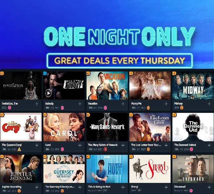 One Night Only deal 1 December: Films from £2.99 Today Only (see below) @ Amazon Prime Video
