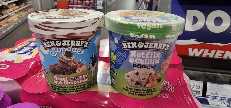 Ben and Jerry's Hazel-nuttin' But Chocolate Sundae or Vegan non dairy Netflix and Chilled ice cream 460ml. £1.79 each or 2 for £3.