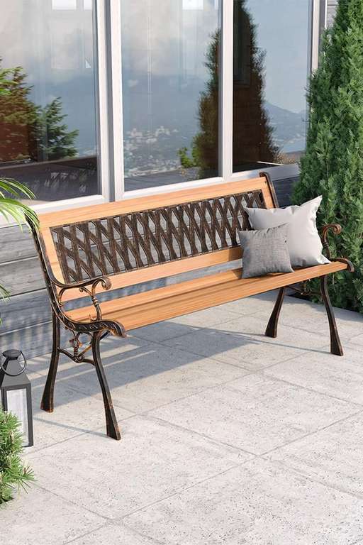 125cm W Metal Garden Bench Outdoor Bench - Sold & delivered by Living and Home