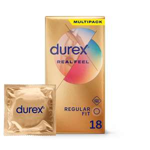 Durex Real Feel Condoms - 18 Pack £9.79, 3 x 18 packs (54 condoms) £29.37 with Code + Free Delivery on £25 spend