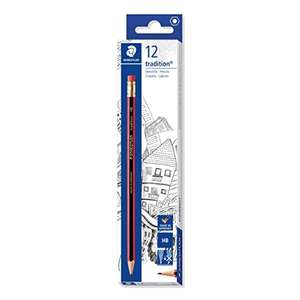 Staedtler Tradition 112 Pencil with Eraser Tip HB (Pack of 12), black - £2.49 @ Amazon