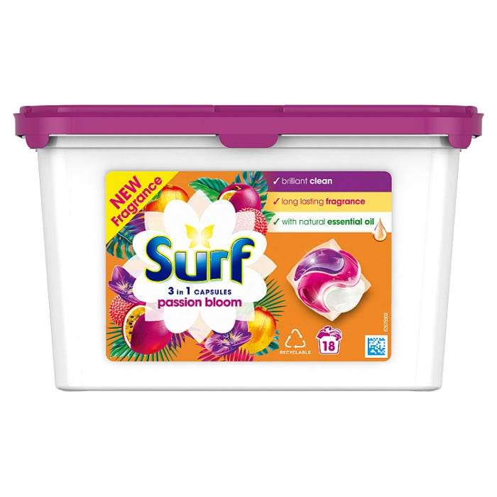 Surf 3 in 1 Washing Capsules Passion Bloom (18 Washes) Maximum 1 Per Order / Minimum £20 Spend