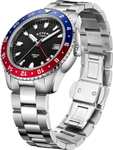 Rotary Gents Stainless Steel Red/Blue GMT Henley Stainless Steel Bracelet Watch GB05108/30