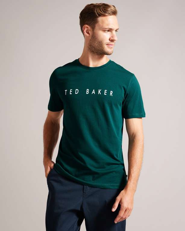Ted Baker Mens Broni Short-Sleeved Branded T, Dark Green size small w/code