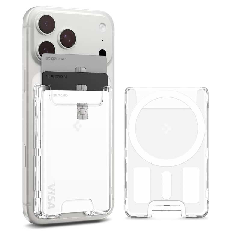 Spigen Ultra Hybrid MagFit MagSafe Wallet Card Holder, Crystal Clear, Slim Design, Easy Card Access - Sold by Spigen EU / FBA