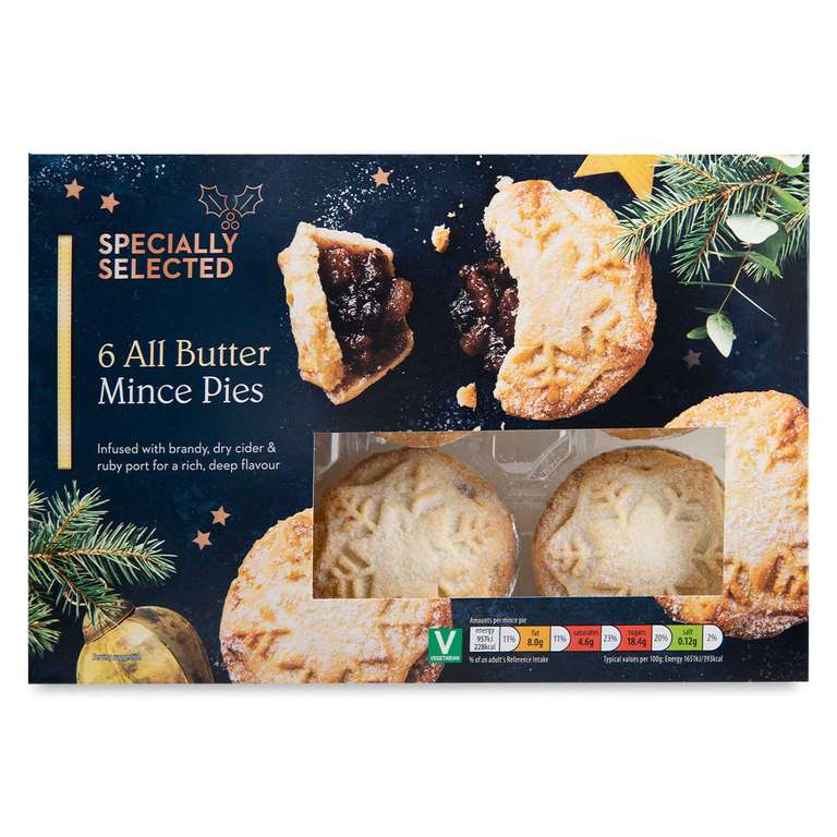 Specially Selected All Butter Classic Mince Pies 6 Pack - 9p @ Aldi