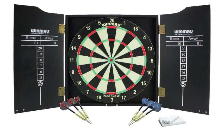 Winmau Home Double Sided Dartboard, Cabinet and Darts Set £28 with free Click and collect From Argos