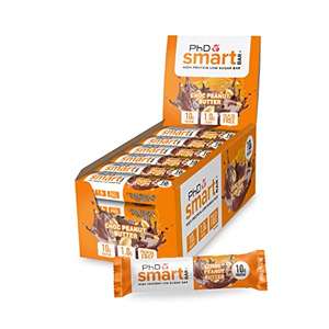 PhD Nutrition Smart Protein Bar Mini, High Protein Low Sugar Protein Snacks, Chocolate Peanut Butter Flavour, 32 g Bar (24 Pack)