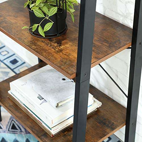 VASAGLE Ladder Shelf, Bookshelf, 4-Tier Industrial Storage Rack for Living Room, Bedroom, Kitchen, Rustic Brown and Black £38.99 @ Amazon