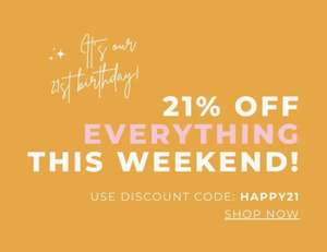 21% off Everything using code Includes up to 50% Sale