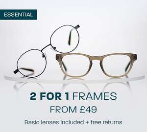 2 pairs of £49 Prescription glasses delivered for £19.95 - new sign ups