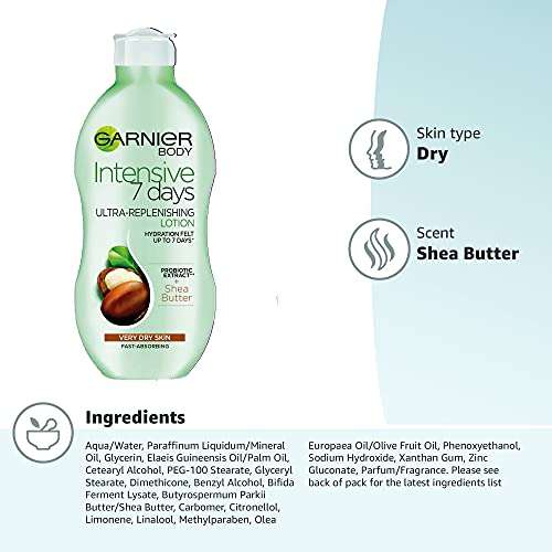 Garnier Intensive 7 Days Shea Butter Body Lotion Dry Skin, with glycerin - 400 ml, £2.25 or as low as £1.91 with S&S @ Amazon