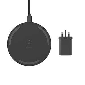 Belkin Boost Charge Wireless Charging Pad 15W Black with AC adapter (Qi Certified Wireless Charger)