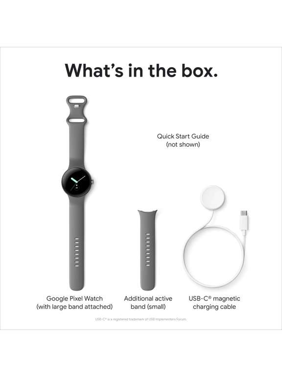 Google Pixel Watch GPS 41mm, Stainless steel case (4 designs available) 2 year guarantee included