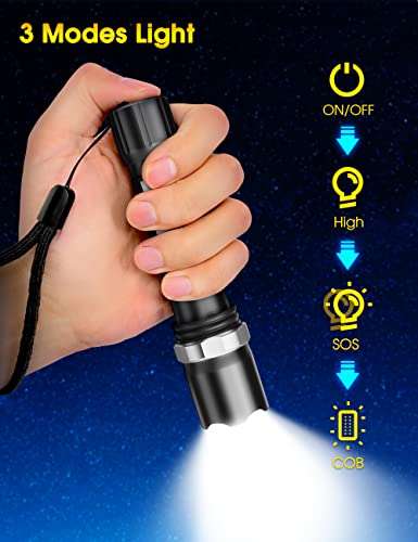Fulighture Rechargeable LED Torch, Adjustable Focus, Magnetic, Waterproof 3 MODES With Voucher Sold By Fulighture LED FBA