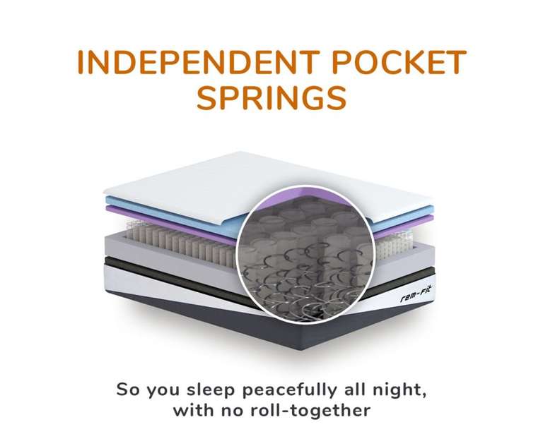 Rem-Fit Pocket 1000 Memory Foam Hybrid Mattress - Single £179.40 / Double £227.40 / Kingsize £257.40 + Free Next Day Delivery @ Rem-Fit