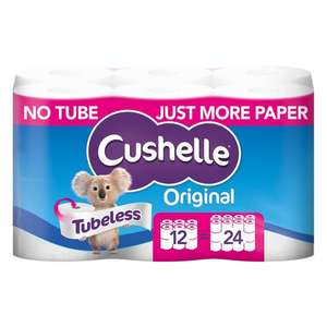 Cushelle Original Tubeless Toilet Tissue 12 Rolls - £11.95 Clubcard Price @ Tesco