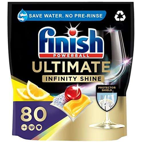 Finish Ultimate Infinity Shine, 80 Dishwasher Tablets, Lemon £13.50 (£12.15 Subscribe & Save + 25% Voucher On 1st S&S) @ Amazon