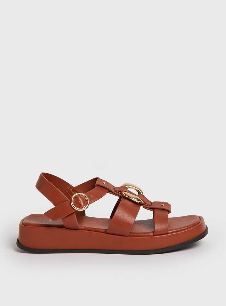 Stylish Tan Faux Leather Platform Sandals at Tu Clothing - Only £6.00 ...