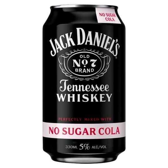 Jack Daniel's Tennessee Whiskey and No Sugar Cola 330ml £2 (Free after checkoutsmart cashback) @ Asda